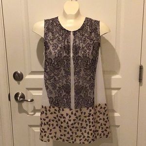 CAbi medium sheer Chiffon Lace Print sleeveless tunic top